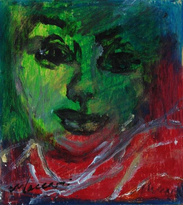 Mino Maccari : Volto  - Olio su compensato - Auction Arte Moderna e Contemporanea - III - Galleria Pananti Casa d'Aste