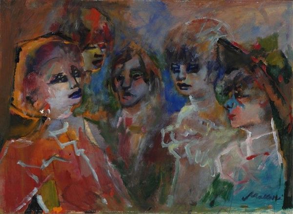 Mino Maccari : Volti di donne  - Olio su compensato - Auction Arte Moderna e Contemporanea - III - Galleria Pananti Casa d'Aste