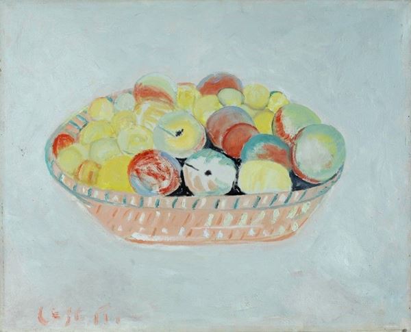 Giuseppe Cesetti : Cesta di frutta  - Olio su tela - Auction Arte Moderna e Contemporanea - III - Galleria Pananti Casa d'Aste