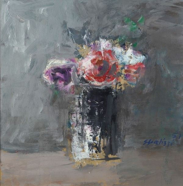 Sergio Scatizzi : Fiori  (1951)  - Olio su cartone - Asta Arte Moderna e Contemporanea - III - Galleria Pananti Casa d'Aste