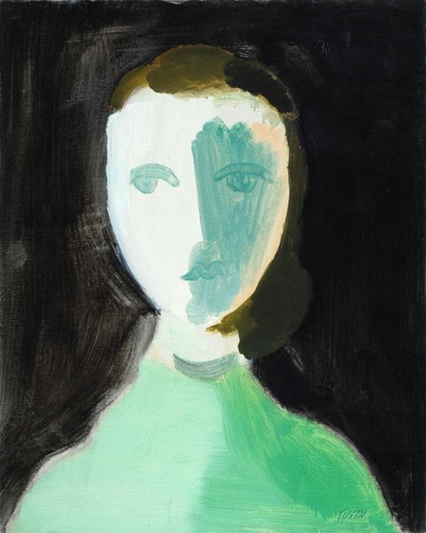 Virgilio Guidi : Volto  - Olio su cartone telato - Asta Arte Moderna e Contemporanea - III - Galleria Pananti Casa d'Aste