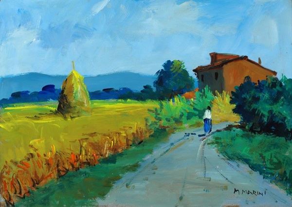 Anonimo, XX sec. : Campagna livornese  - Olio su faesite - Asta AUTORI DEL XIX E XX SEC - Galleria Pananti Casa d'Aste
