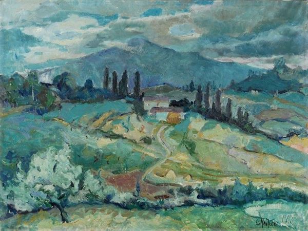 Giuseppe Manfredi : Paesaggio   - Olio su tela - Auction ARTE MODERNA - Galleria Pananti Casa d'Aste