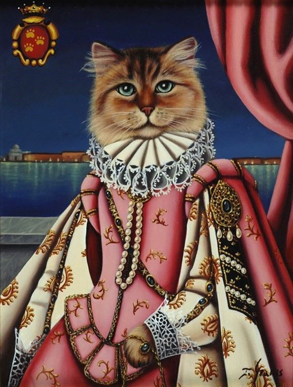 Anonimo, XX sec. : Gatto  (2008)  - Olio su tela - Auction Arte Moderna e Contemporanea - III - Galleria Pananti Casa d'Aste
