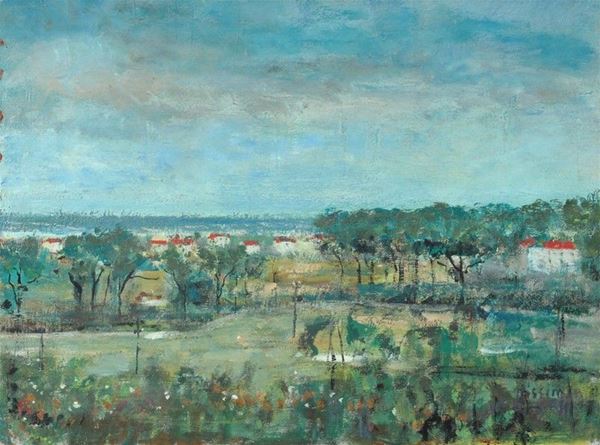 Anonimo, XX sec. : Paesaggio  (1964)  - Olio su compensato - Auction ARTE MODERNA - Galleria Pananti Casa d'Aste