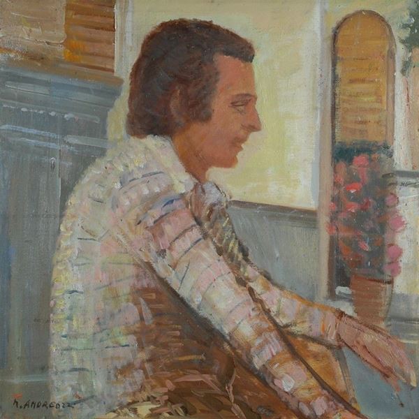 Marcello Andreozzi : Ritratto di Linarte Guarducci  - Olio su tela - Asta Arte Moderna e Contemporanea - III - Galleria Pananti Casa d'Aste