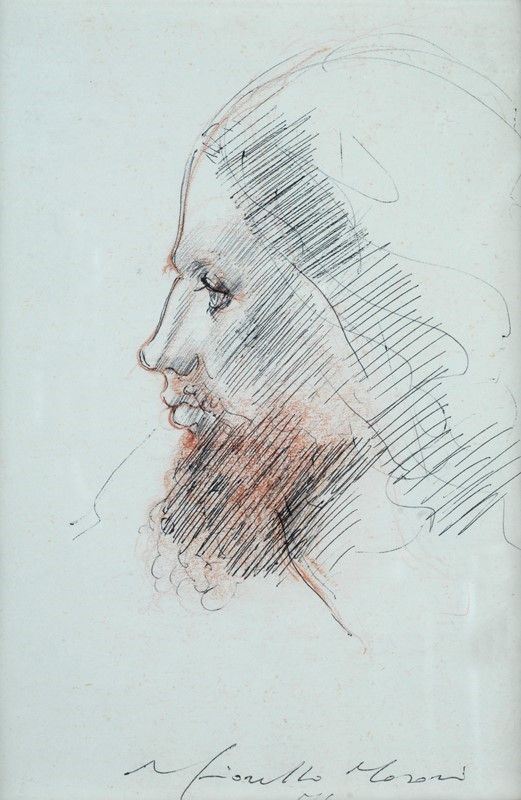 Fiorello Tosoni : Profilo  (1976)  - Tecnica mista su carta - Asta Arte Moderna e Contemporanea - III - Galleria Pananti Casa d'Aste