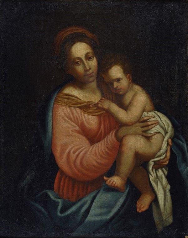 Scuola Romana, XVIII sec. - Madonna con Bambino