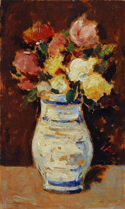 Giovanni Bartolena : Vaso di fiori  - Olio su legno - Auction AUTORI DEL XIX E XX SEC - II - Galleria Pananti Casa d'Aste