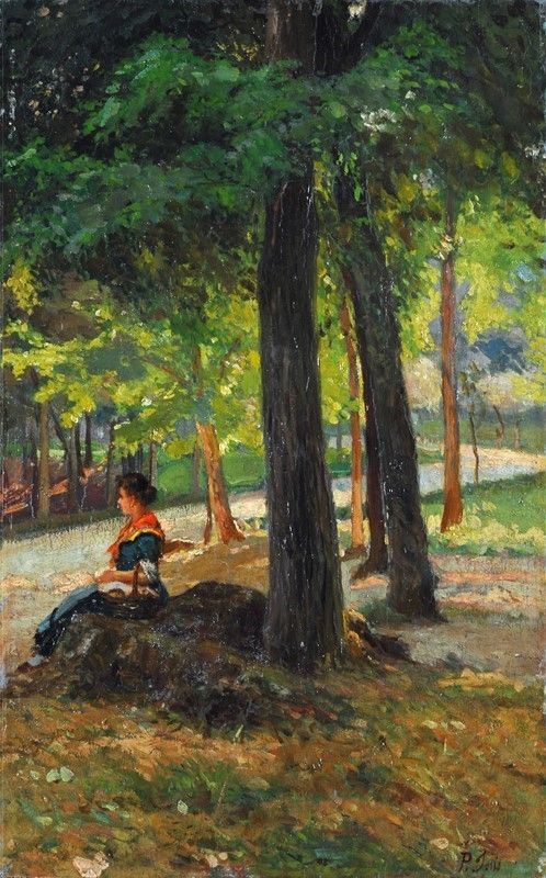 Pio Joris : Donna nel bosco   - Olio su legno - Auction AUTORI DEL XIX E XX SEC - II - Galleria Pananti Casa d'Aste