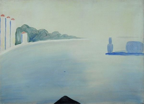 Virgilio Guidi : Bacino di San Marco a Venezia  - Olio su tela - Asta Arte Moderna e Contemporanea - III - Galleria Pananti Casa d'Aste