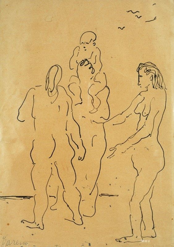 Felice Carena : Figure  - Inchiostro su carta - Asta Arte Moderna e Contemporanea - III - Galleria Pananti Casa d'Aste