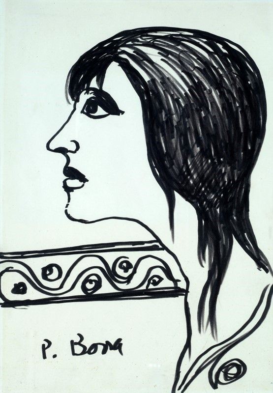 Pompeo Borra : Profilo di donna  - Inchiostro su carta - Auction Arte Moderna e Contemporanea - III - Galleria Pananti Casa d'Aste