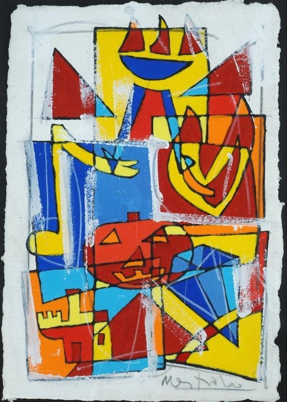 Ugo Nespolo : Senza titolo  - Tecnica mista su carta - Auction Arte Moderna e Contemporanea - III - Galleria Pananti Casa d'Aste