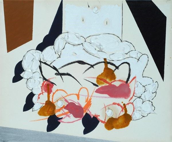Concetto Pozzati : A che punto siamo con i fiori  (1988)  - Tecnica mista su tela - Asta Arte Moderna e Contemporanea - III - Galleria Pananti Casa d'Aste