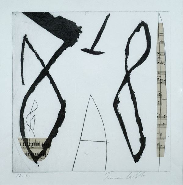 Tommaso Cascella : Senza titolo  - Acquaforte e collage - Auction Arte Moderna e Contemporanea - III - Galleria Pananti Casa d'Aste