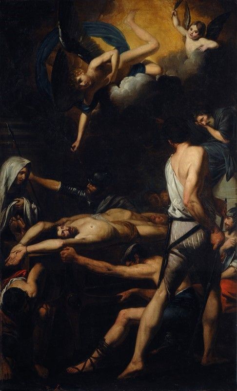 Valentin De Boulogne - Martirio dei Santi Processo e Martiniano (bozzetto per la Pala di San Piet...