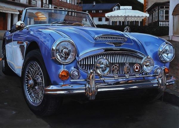 Enrico Ghinato : Austin Healey MKIII 1963  (2004)  - Olio su tela - Auction Arte Moderna e Contemporanea - III - Galleria Pananti Casa d'Aste
