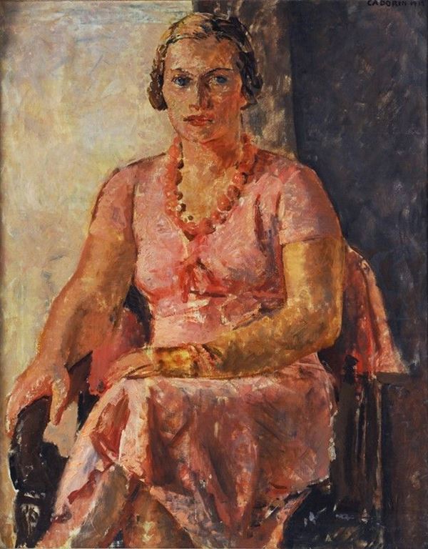 Guido Cadorin : Ritratto di signora  (1933)  - Olio su tela - Asta Arte Moderna e Contemporanea - III - Galleria Pananti Casa d'Aste