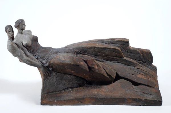 Paolo Borghi : Paesaggio e figura  (1994)  - Terracotta policroma - Auction Arte Moderna e Contemporanea - III - Galleria Pananti Casa d'Aste