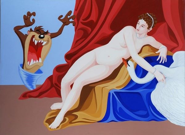 Giuseppe Veneziano : L'adulterio di Leda  (2011)  - Acrilico su tela - Auction Arte Moderna e Contemporanea - III - Galleria Pananti Casa d'Aste