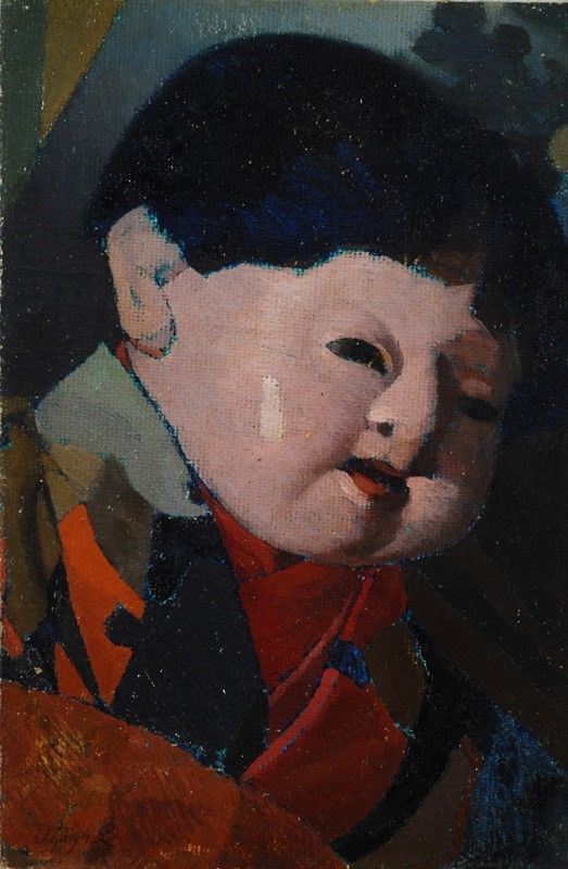 Oscar Ghiglia : Bambolotto giapponese  ((1914))  - Olio su tela riportata su compensato - Auction AUTORI DEL XIX E XX SEC - II - Galleria Pananti Casa d'Aste