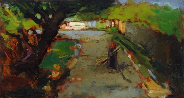 Giovanni Bartolena - Strada con contadina