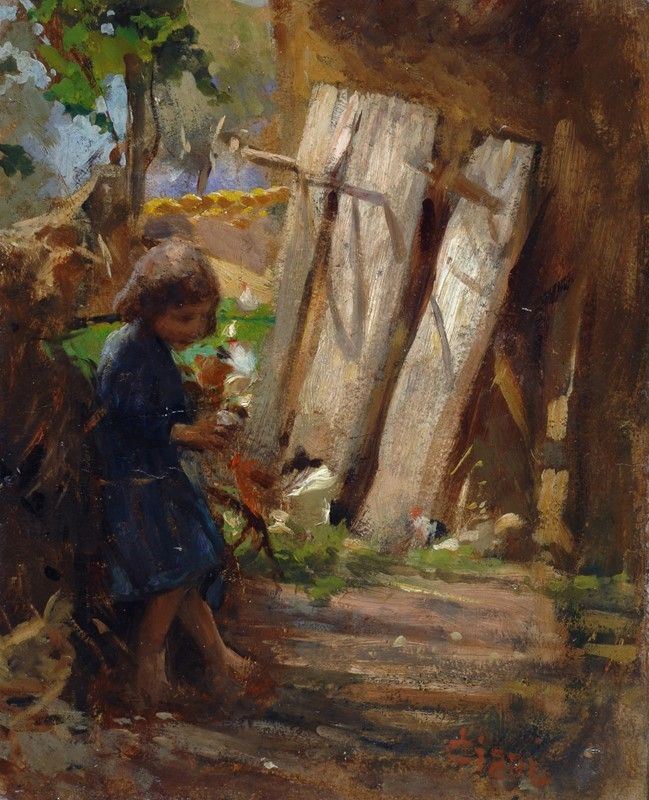 Cesare Ciani - Bambina Nell'aia