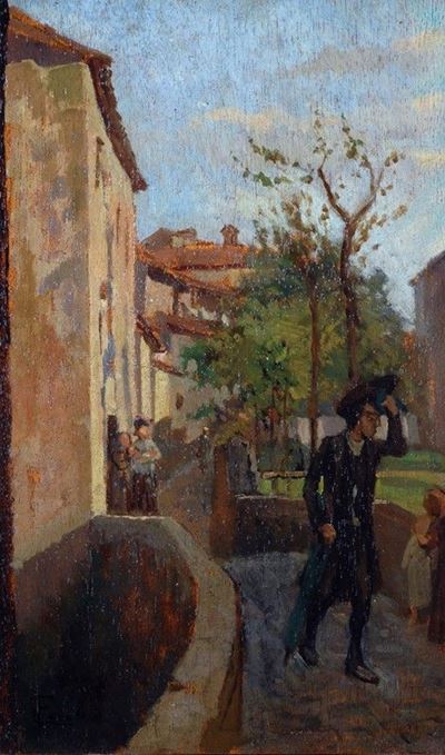 Scorcio di Paese con Figure