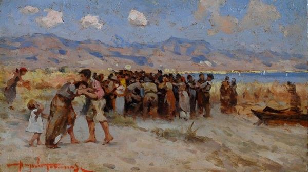 Angiolo Tommasi : Studio per    - Olio su tavoletta - Asta AUTORI DEL XIX E XX SEC - II - Galleria Pananti Casa d'Aste