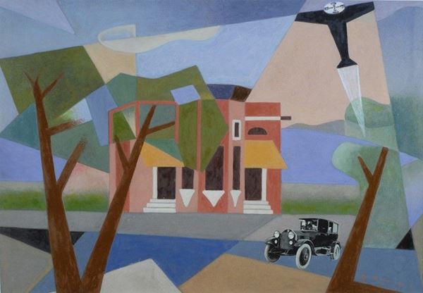 Igino Gonich Gonni : Senza titolo  (1913)  - Tecnica mista su carta - Auction Arte Moderna e Contemporanea - III - Galleria Pananti Casa d'Aste