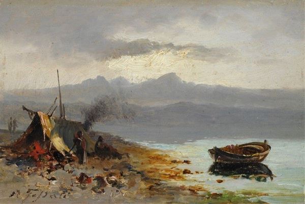 Agostino Fossati : Zingari a Porta Rocca  - Olio su cartoncino - Asta AUTORI DEL XIX E XX SEC - II - Galleria Pananti Casa d'Aste
