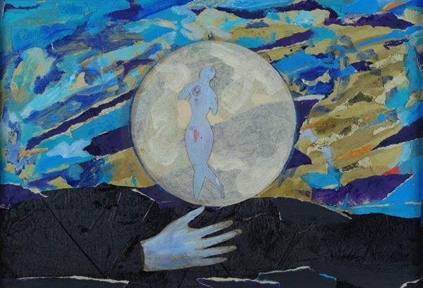 Bruno Ceccobelli : Danza del vento  - Tecnica mista e collage su compensato - Auction Arte Moderna e Contemporanea - III - Galleria Pananti Casa d'Aste