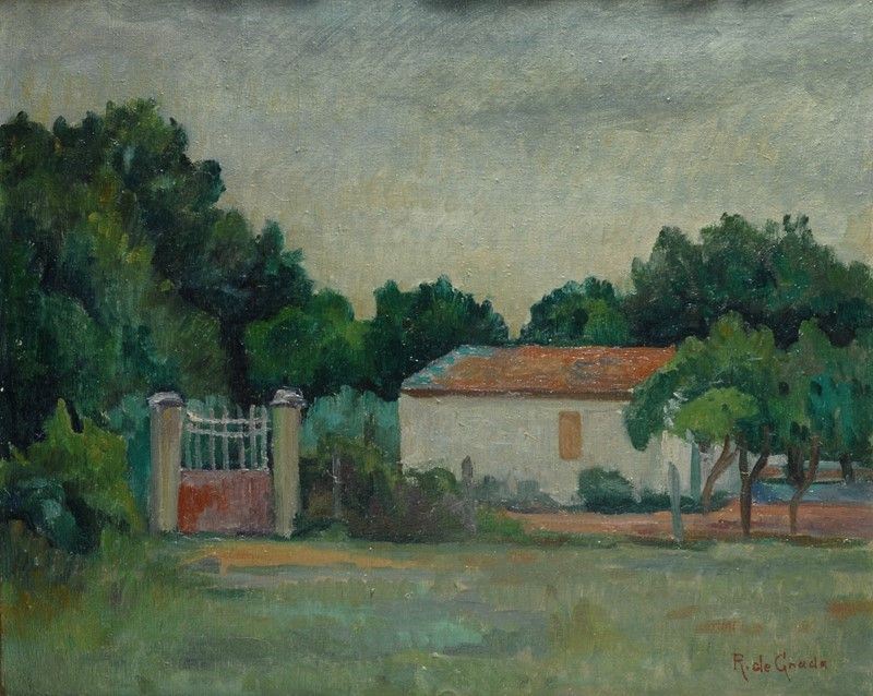 Raffaele De Grada - Paesaggio con Caseggiato