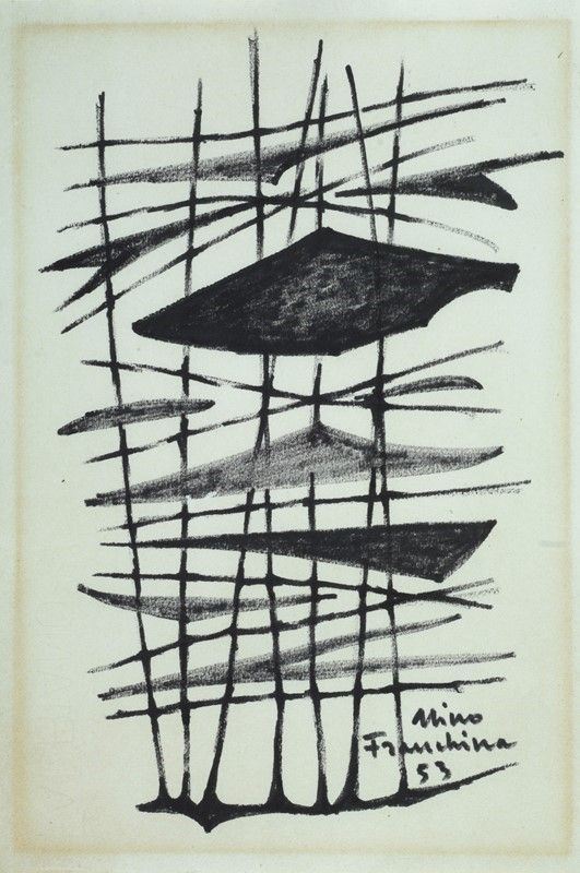 Nino Franchina : Senza titolo  (1953)  - Pennarelli su carta - Asta Grafica ed Edizioni, Arte Moderna e Contemporanea - III - Galleria Pananti Casa d'Aste