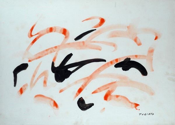 Giulio Turcato : Composizione  (1967-1968)  - Gouache su carta intelata - Auction Grafica ed Edizioni, Arte Moderna e Contemporanea - III - Galleria Pananti Casa d'Aste