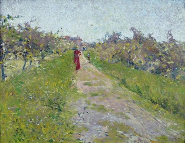 Ludovico Tommasi - Strada di campagna con figure 