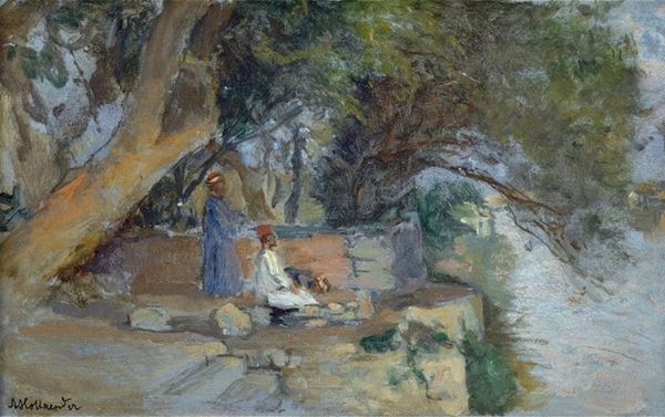 Alfonso Hollaender - Figure orientali sulla riva