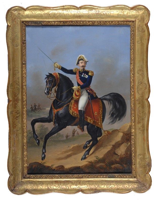 Anonimo, XIX Sec. - Ritratto di Vittorio Emanuele II a Cavallo
