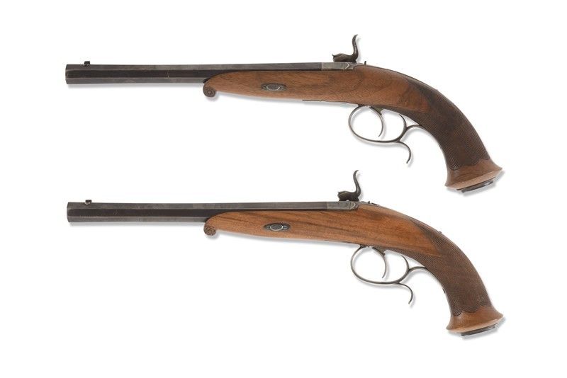 Coppia di Pistole Ad Avancarica da Tiro / a Pair Of Muzzle-loading Target Pistols