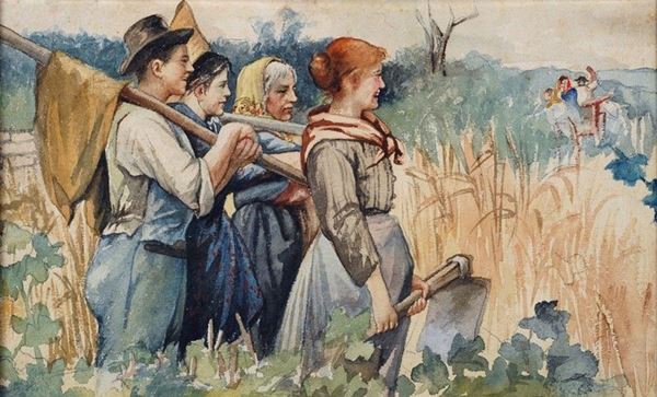 Egisto Ferroni - Contadini nei campi