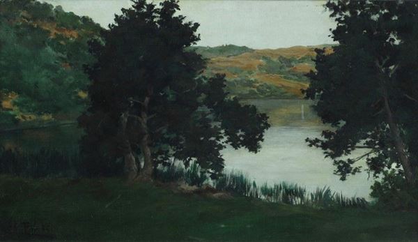 Arturo Faldi : Paesaggio lacustre  - Olio su tela - Auction AUTORI DEL XIX E XX SEC - II - Galleria Pananti Casa d'Aste