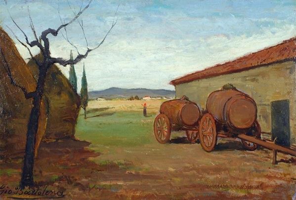 Giovanni Bartolena - Paesaggio con fabbricati rustici