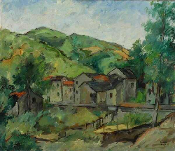 Silvio Pucci - Paesaggio collinare con casolari