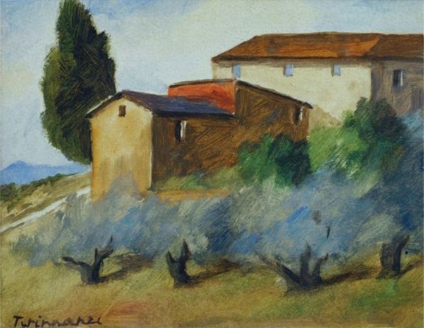 Nino Tirinnanzi - Scorcio di campagna con casolare