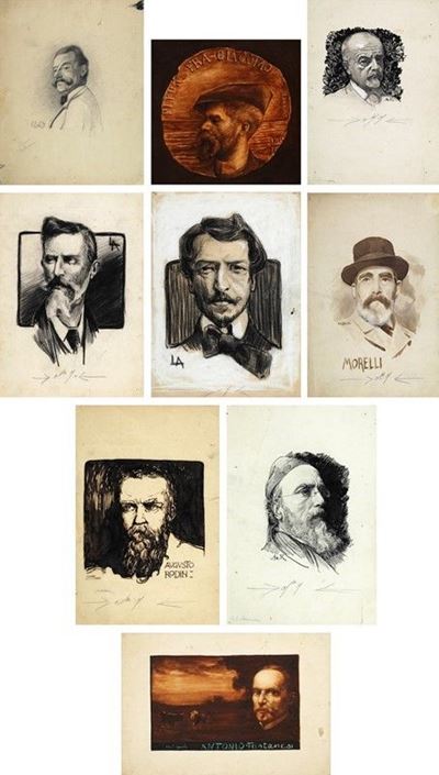Serie di Nove Ritratti di Pittori e Scultori