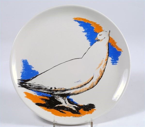 Domenico Purificato : Colomba  - Piatto in ceramica - Auction Grafica ed Edizioni, Arte Moderna e Contemporanea - III - Galleria Pananti Casa d'Aste