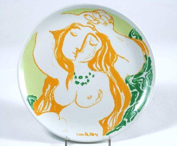 Domenico Cantatore : Figura  - Piatto in ceramica - Auction Grafica ed Edizioni, Arte Moderna e Contemporanea - III - Galleria Pananti Casa d'Aste
