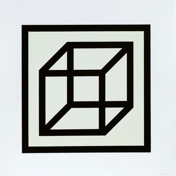 Sol Lewitt - Open cube in black on white