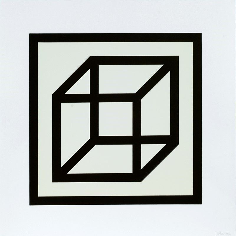 Sol Lewitt - Open Cube in Black On White